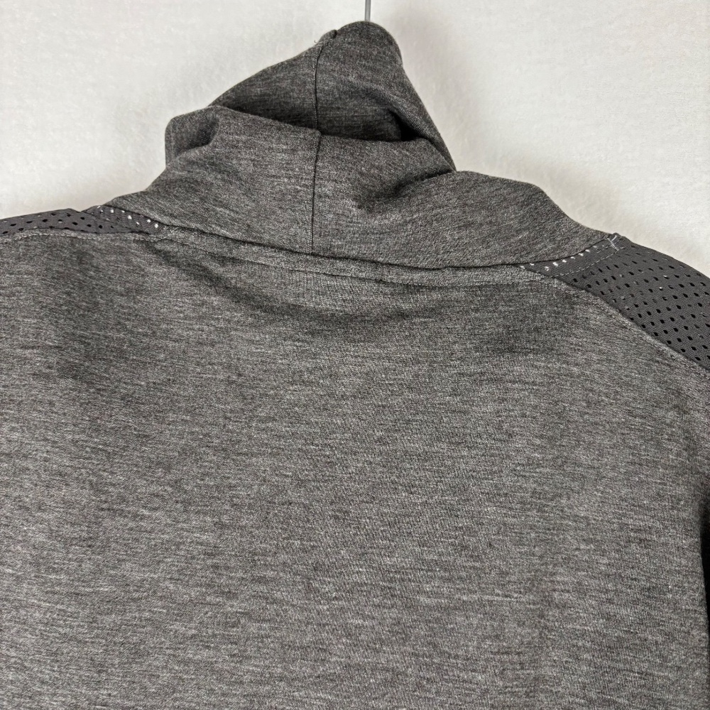 Women’s, Under Armour, Charcoal Gray, Funnel Neck Sweatshirt S with Mesh Sleeves - Picture 6 of 9